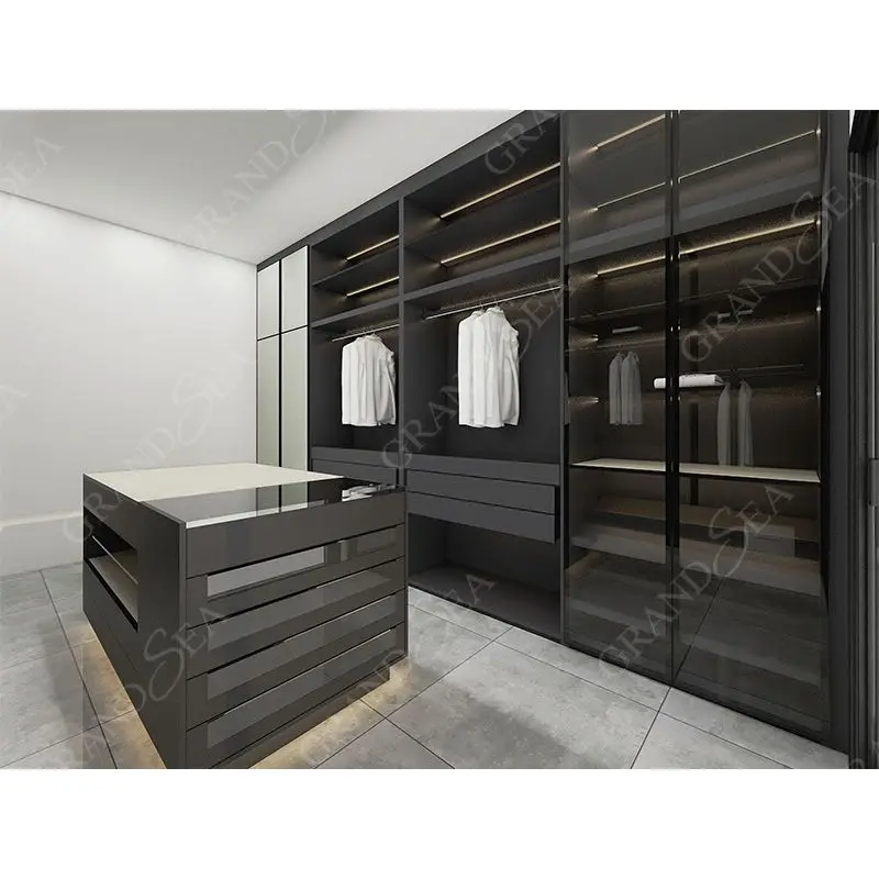 Custom Modern Design High End Best Quality Open Wardrobe with Dress Table Walk in Closet Ready to Assemble