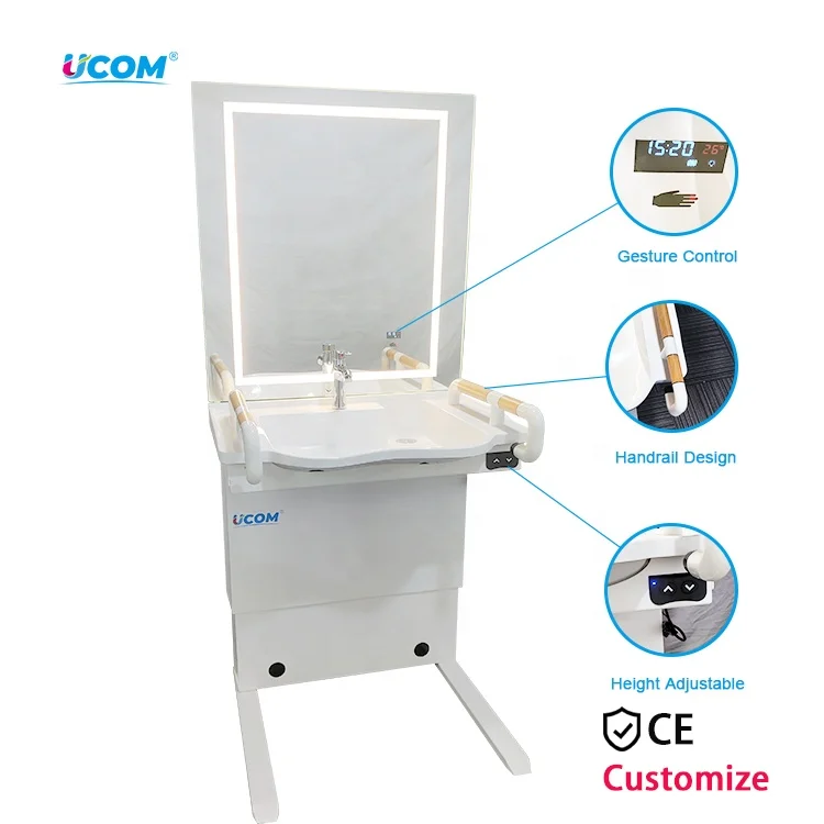 Power toilet Basin lift Bathroom Vanity LED Mirror Bathroom Furniture Wash Basin and Toilet Basin Safety Equipment for Disabled