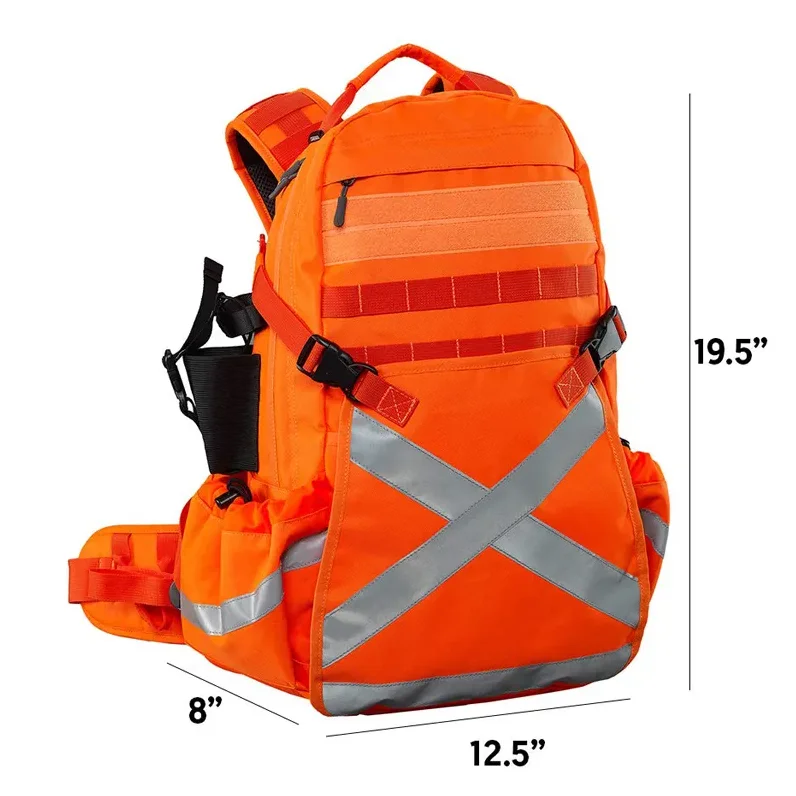 Customized High Visibility Reflective Safety Workwear Hi vis Rucksack Backpack with Helmet Bag