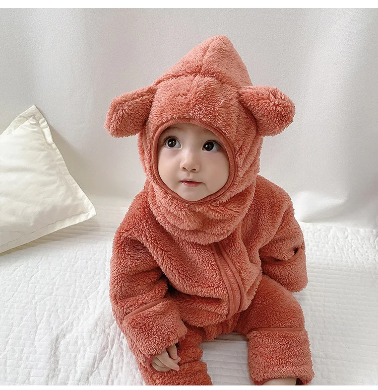 Fat Large Size Pure Color Cartoon Kigurumi Bath Thicken Cotton Boys Girls Zipper Onesie Hooded Robe Pajams
