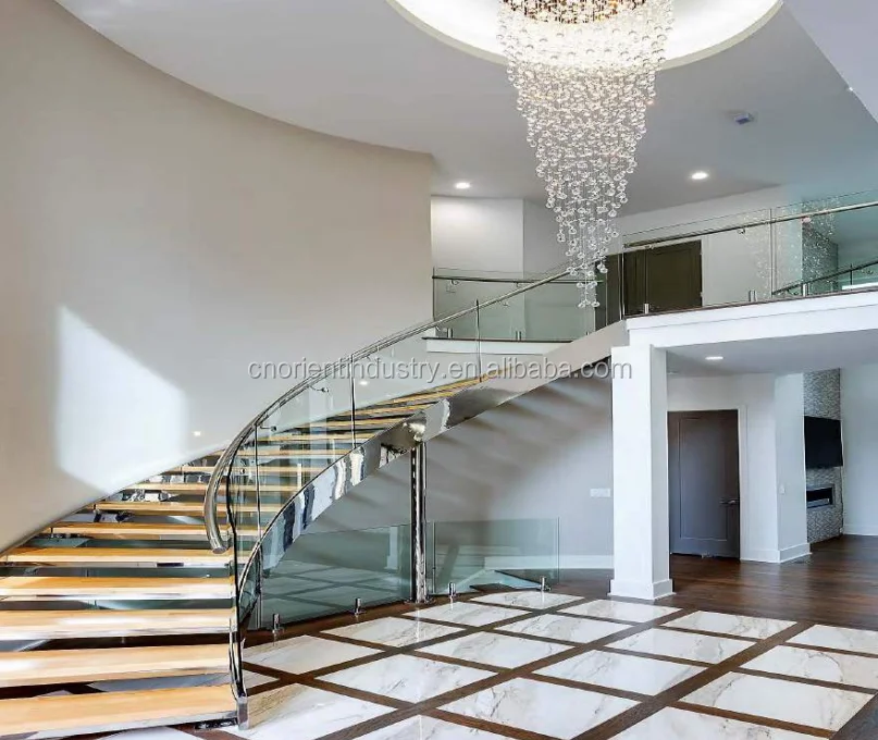 Original Factory One stop Services Glass Step Marble Stone Step External Steel Stair floating Stairs Spiral Curved Staircase