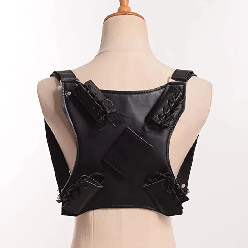 Black Medieval Rapier Cross Lacing Holder Belt Medieval Ninja Slayer Sword Back Cover Leather Sword Shoulder Holster