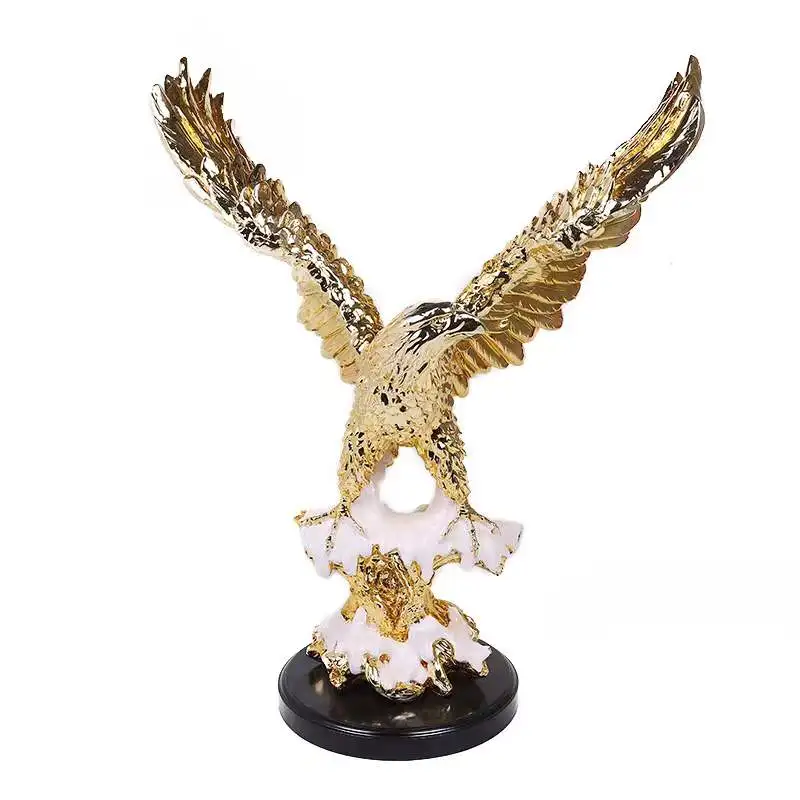 yiwu large resin craft figurine indoor decorative ornaments sculptures gold falcon statue
