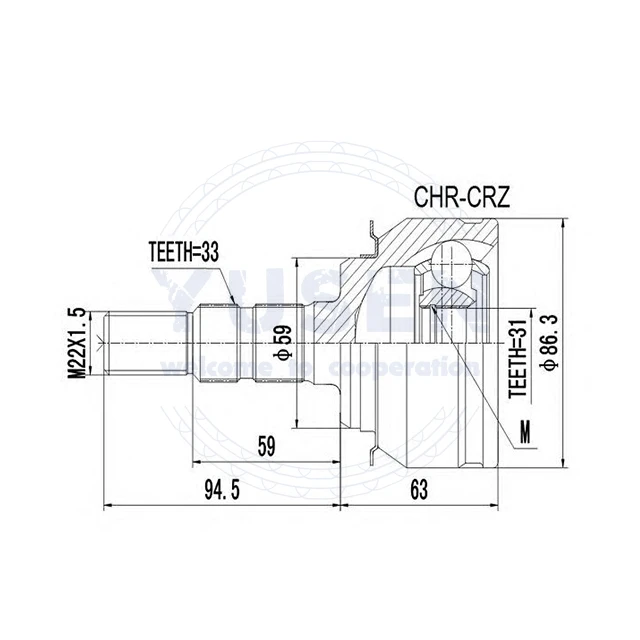 C.V JOINT USE FOR CRUZE  OEM 13318006 WITH HIGH QUALITY