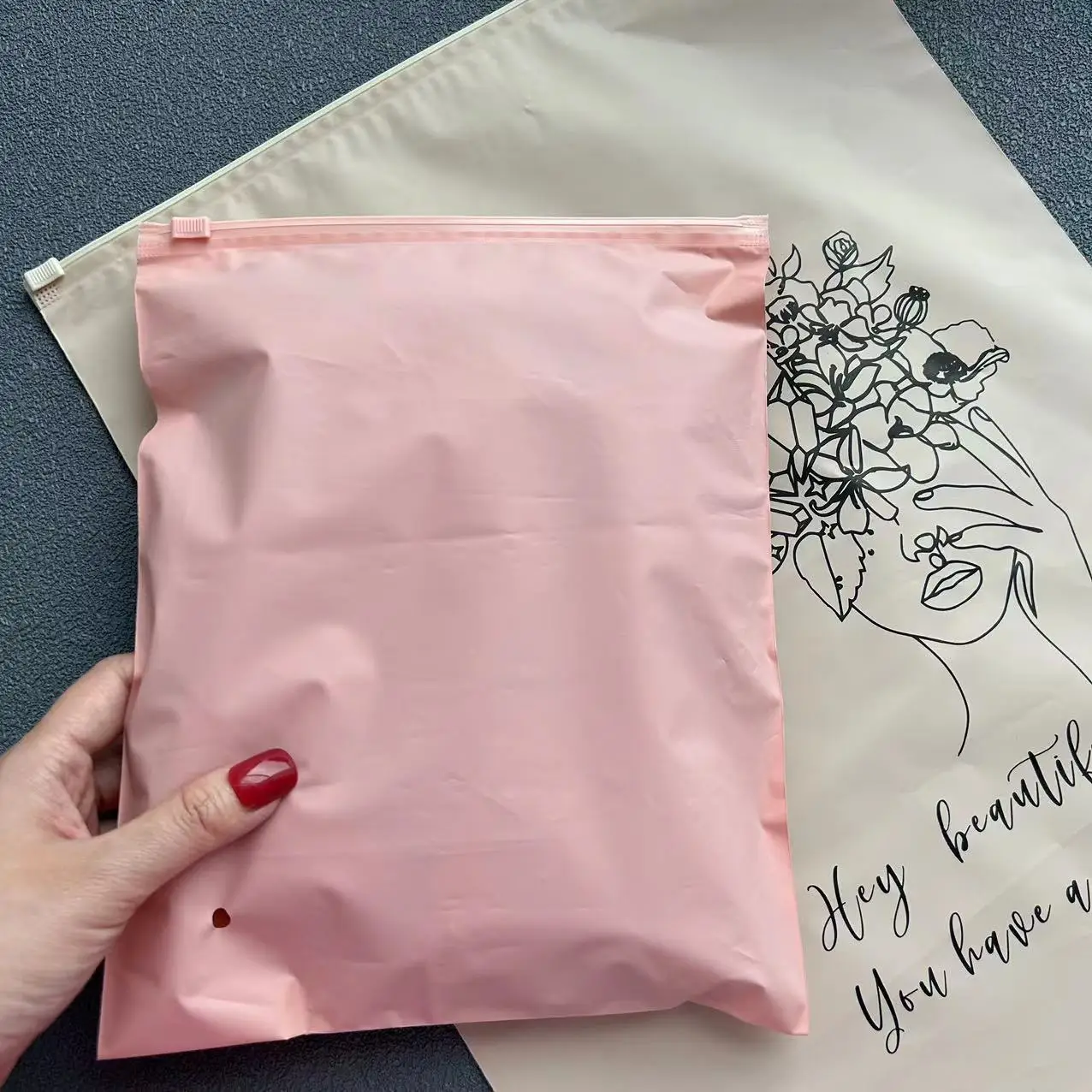 packaging and printing custom logocustom plastic T Shirt bags Clothes Frosted Biodegradable Zip Lock Self Sealing Bag