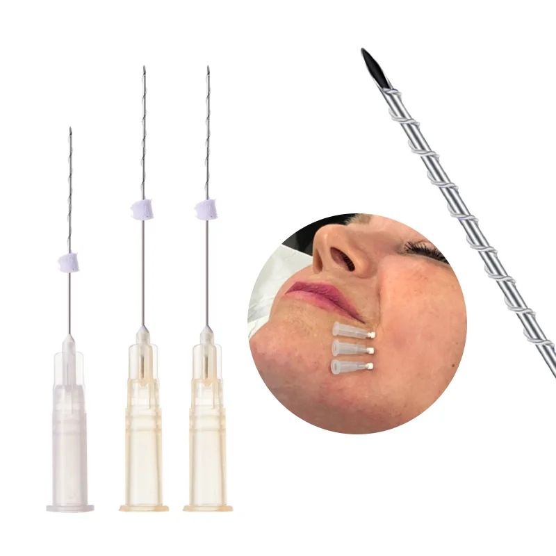 sharp needle nose lifting thread absorbable medical cosmetic surgery thread face v lift tornado screw pcl threads korea