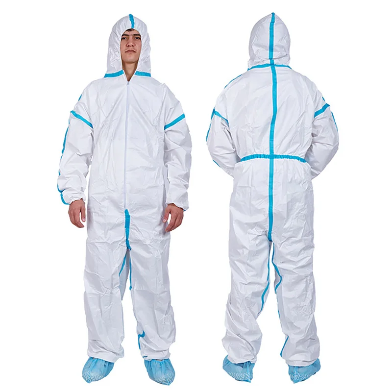 Cheap Type 5 6 PPE Coveralls Waterproof Breathable Sf Hooded Industrial Disposable SMS Microporous Coverall With Hood