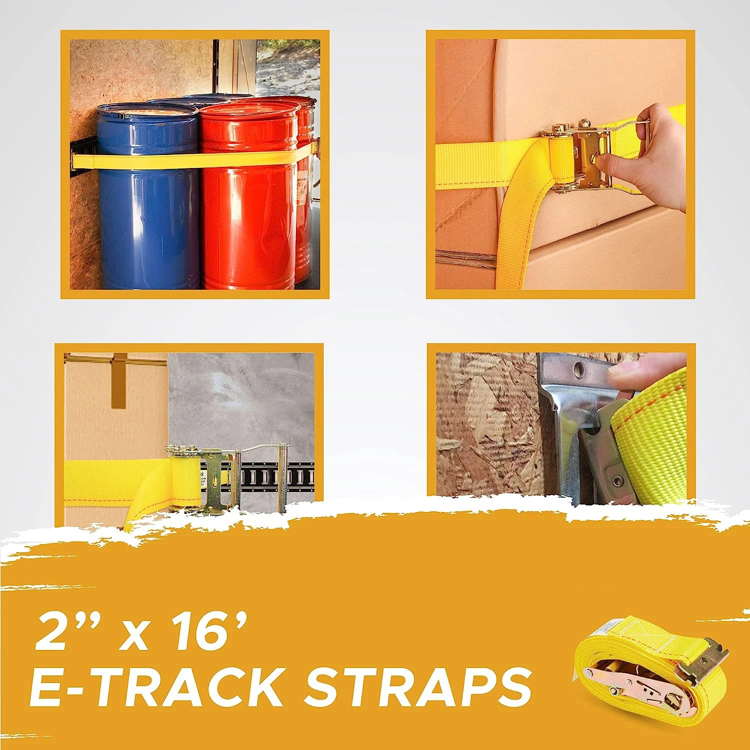 Hot sale lockable ratchet lashing belt car tie down logistic strap with E-fitting with grey webbing