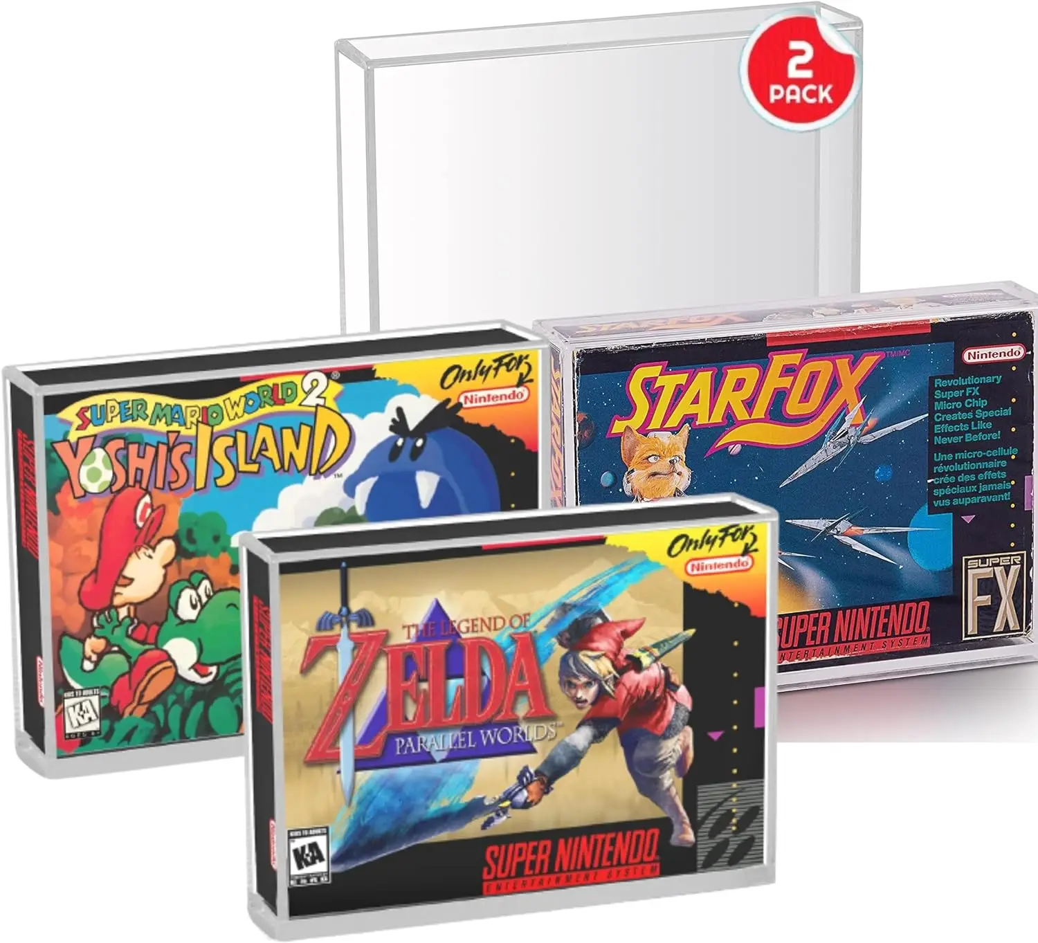 Acrylic Display Case Compatible with Nintendo SNES and N64 Game Box Clear Protective Case for Retro Video Games Collection (4.