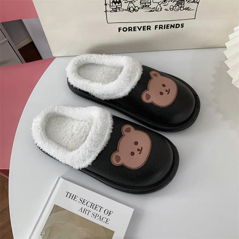 Wholesale of shoe factories, hot in winter, high-quality warm, waterproof, anti-skid plush, fluffy EVA home cotton slippers
