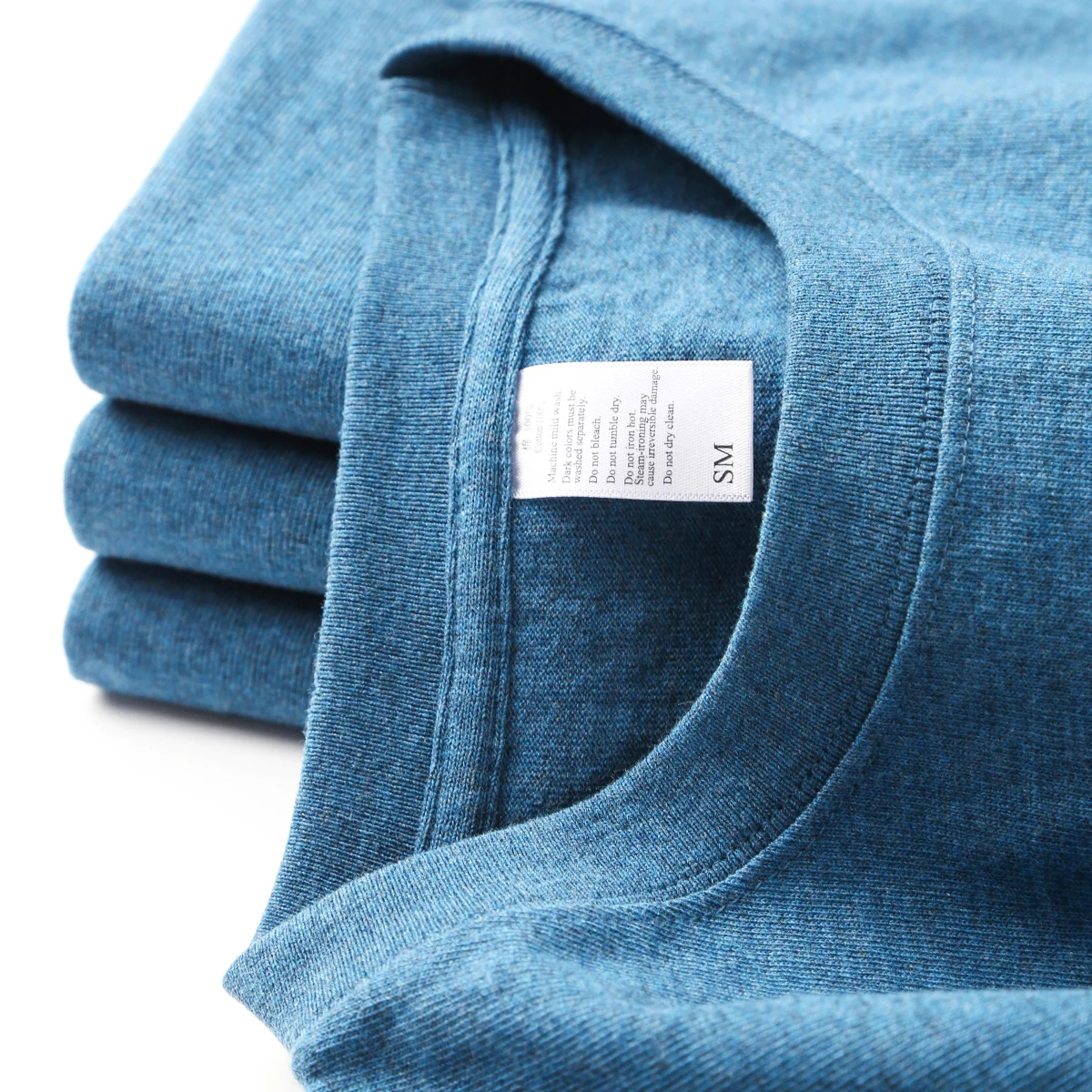 Blue 250g heavy solid Khaki round neck short sleeve T-shirt pure 100% cotton pepper salt simple T-shirt unisex custom tee shirt