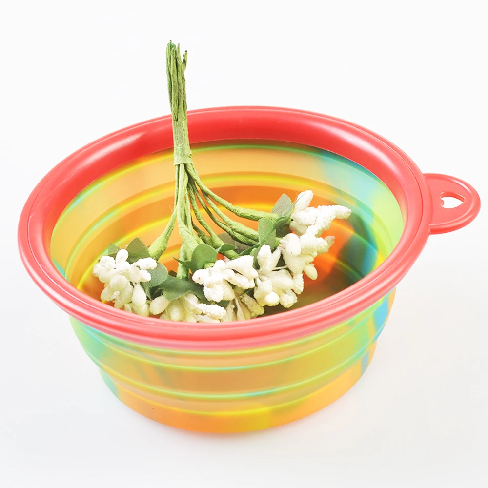 Дешевые дорожные мягкие переносные складные силиконовые миски для собак с карабинами