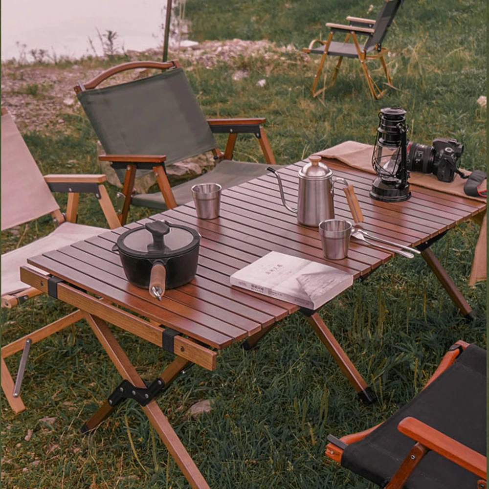 Outdoor  Portable Egg Roll Table Camping Barbecue Aluminum Alloy Table