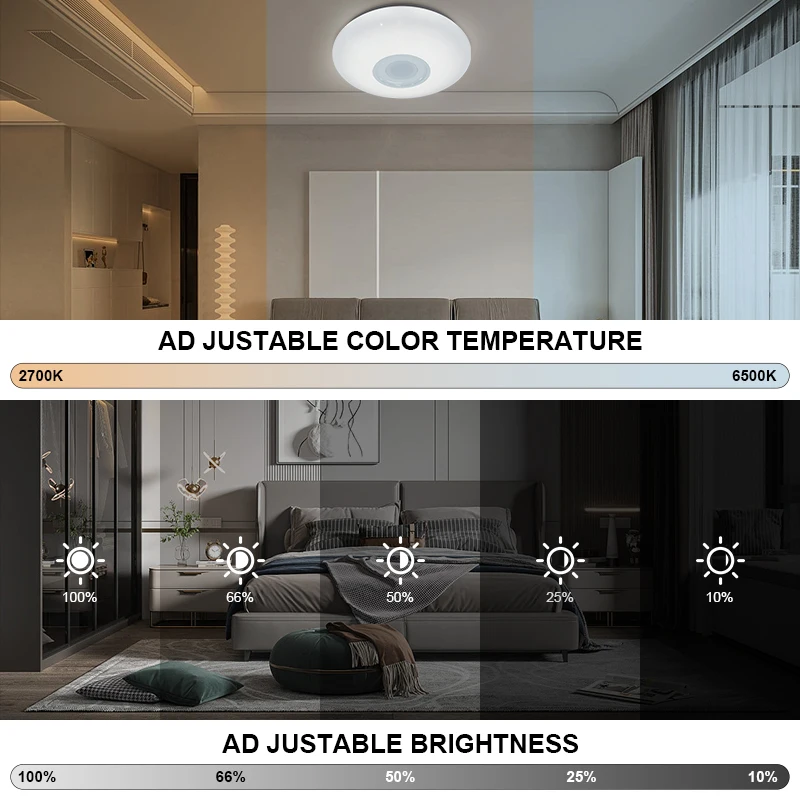 Bluetooth Speaker Music Rgb Smart Remote Control Dimmable Acrylic Round Light Ceil Flush Mount Modern Led Ceiling Light Fixture