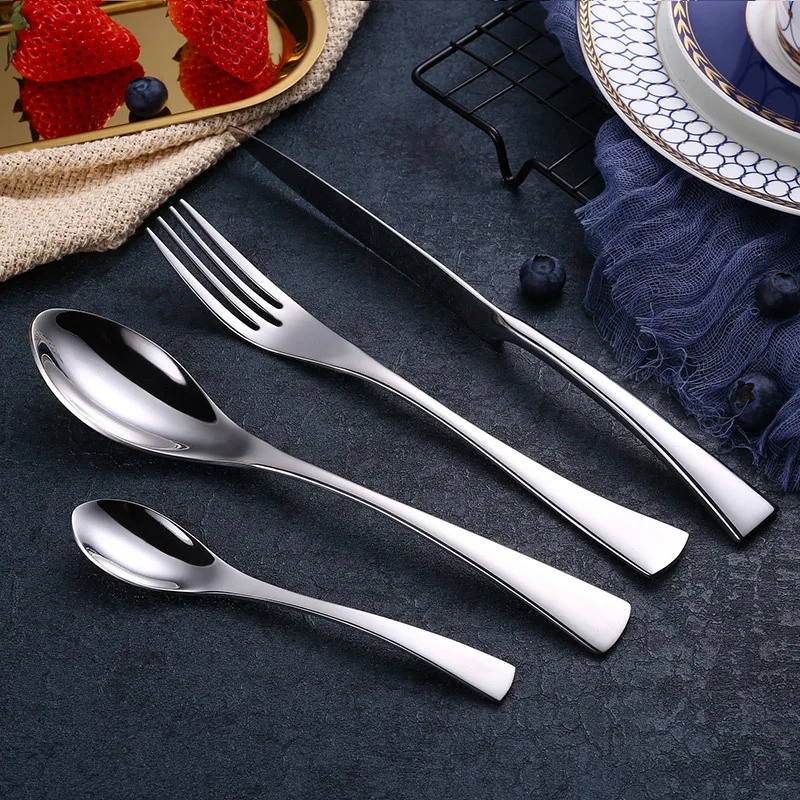 Wholesale Stainless Steel Knife Spoon Teaspoon Fork Flatware Set Shiny Gold Cutlery Set For Wedding