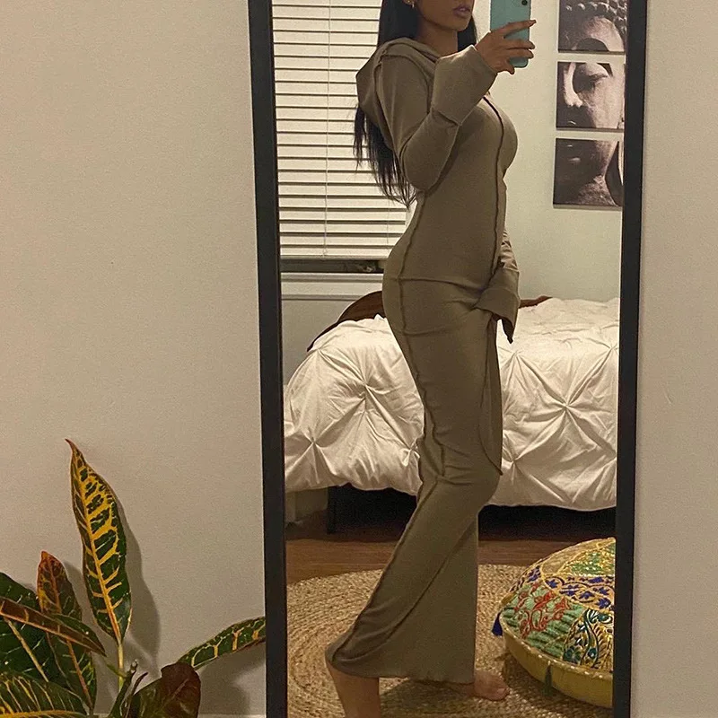 Explosive new casual dresses Fashion personality route hoodie no drawstring long sleeved T shirt womens dresses