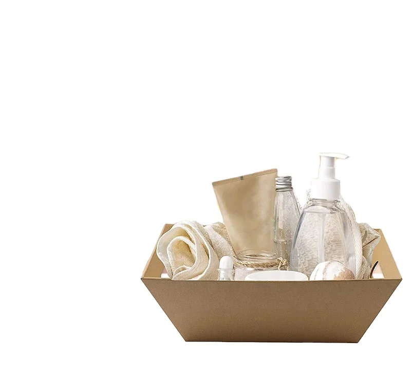 Wholesale custom wedding Christmas gift packages market tray cardboard basket with handles empty gift basket