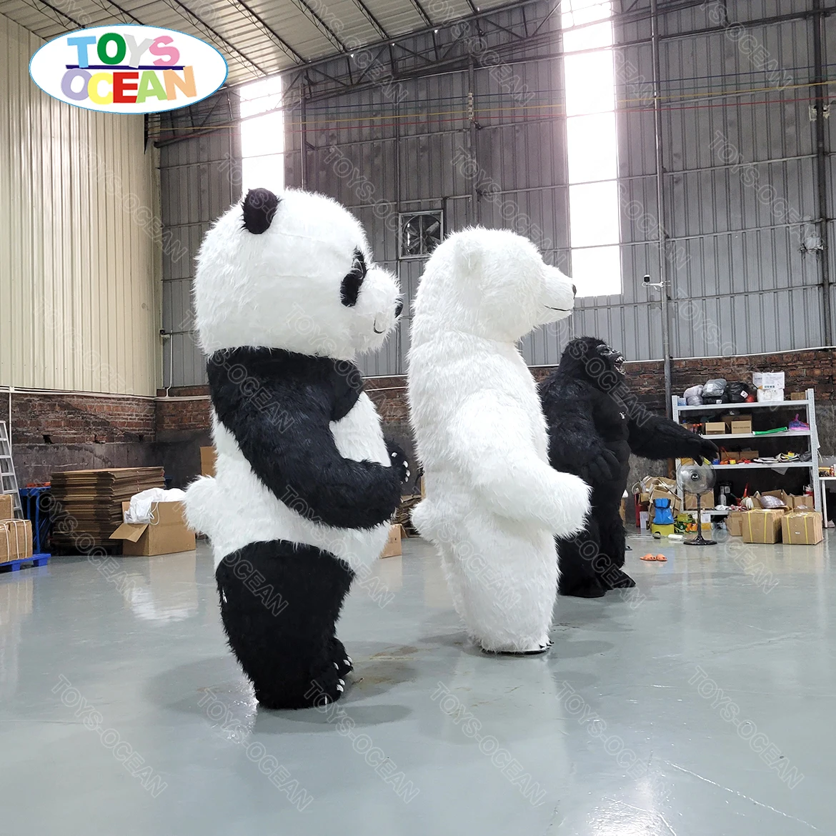 Inflatable huge panda Long Plush adult size inflatable panda mascot cosplay costumes stock