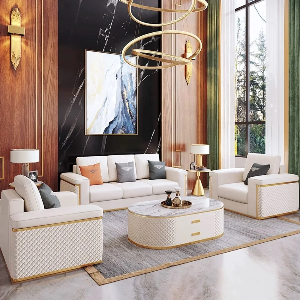 European Furniture Round Shape Genuine Leather Chaise Lounge Sectional Sofas Sofa Beds Relaxing Sofas