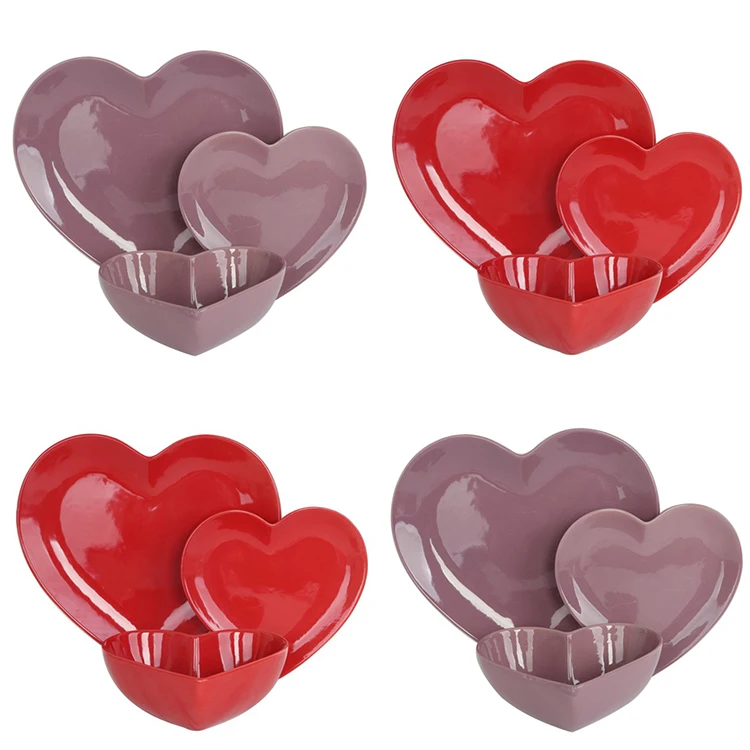 Home.Restaurant.Bar.Hotel.Wedding China dinner tableware solid stoneware heart shape 18pcs ceramic dinnerware set