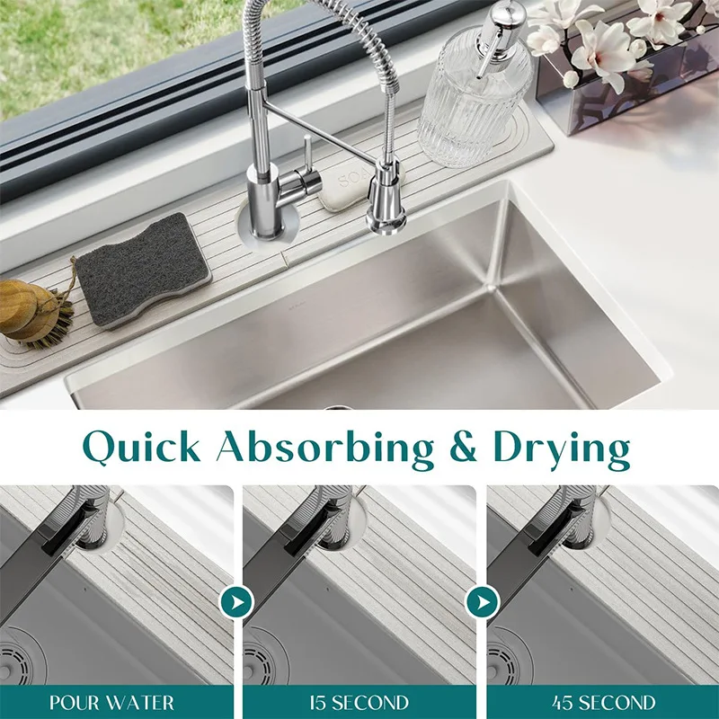 Kitchen Faucet Water Absorbent Mat Diatomaceous Earth Splash Guard Sink Faucet Water Absorbing Diatomite Stone Tray