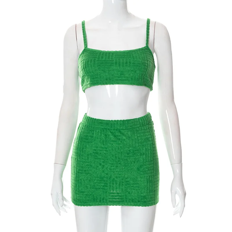 Crop top and skirt sets women 2 piece outfit summer hot girls teo piece outfits set wholesale women boutique clothing 2022