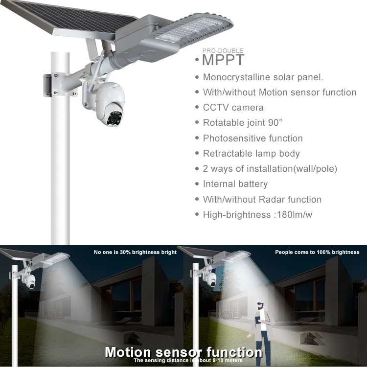 BOSUN 60 Watt Outdoor Waterproof IP65 Solar Security LED Street Light with CCTV camera