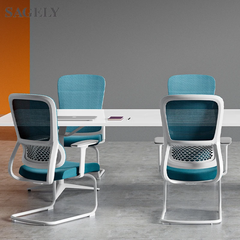 Office Furniture Mid Back Office Chairs Mesh Conference Room Chair Without Wheel Ergonomic Mesh Visitor Training Staff  Chair