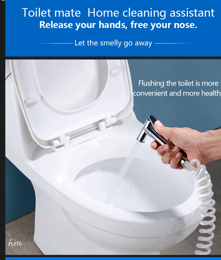 Wholesale Bathroom Brass Muslim Shower Toilet Hot Coll Water Handheld Shattaf Bidet Set with Non-toxic PVC Hose Pipe