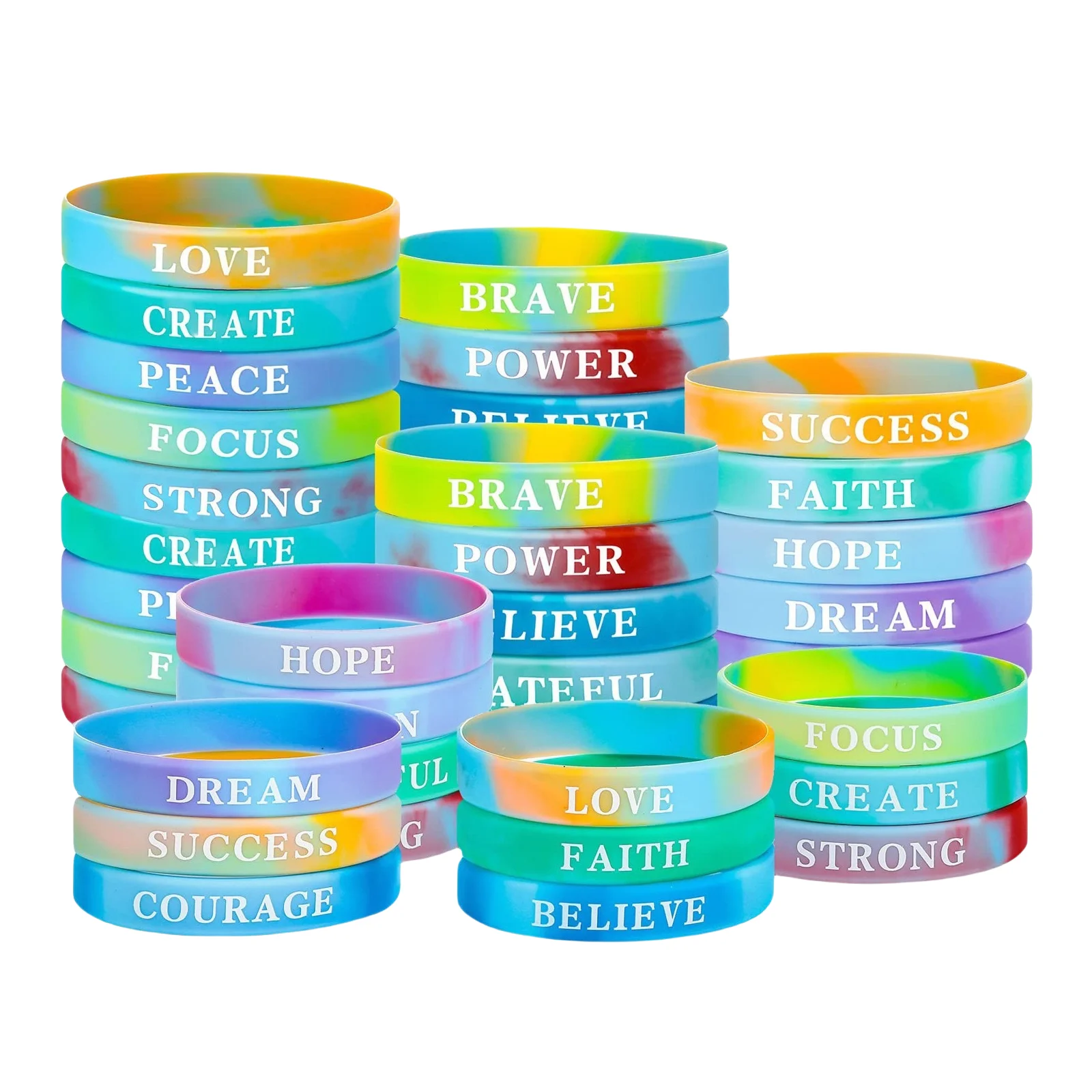 Motivational Quote Love Powder Assorted Colors Silicone Wristbands