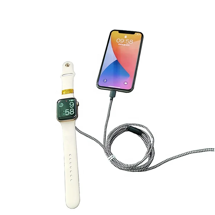 
1.5m USB Braided Data Syncing Cable 2 in 1 magnetic split usb charging cable for apple watch 