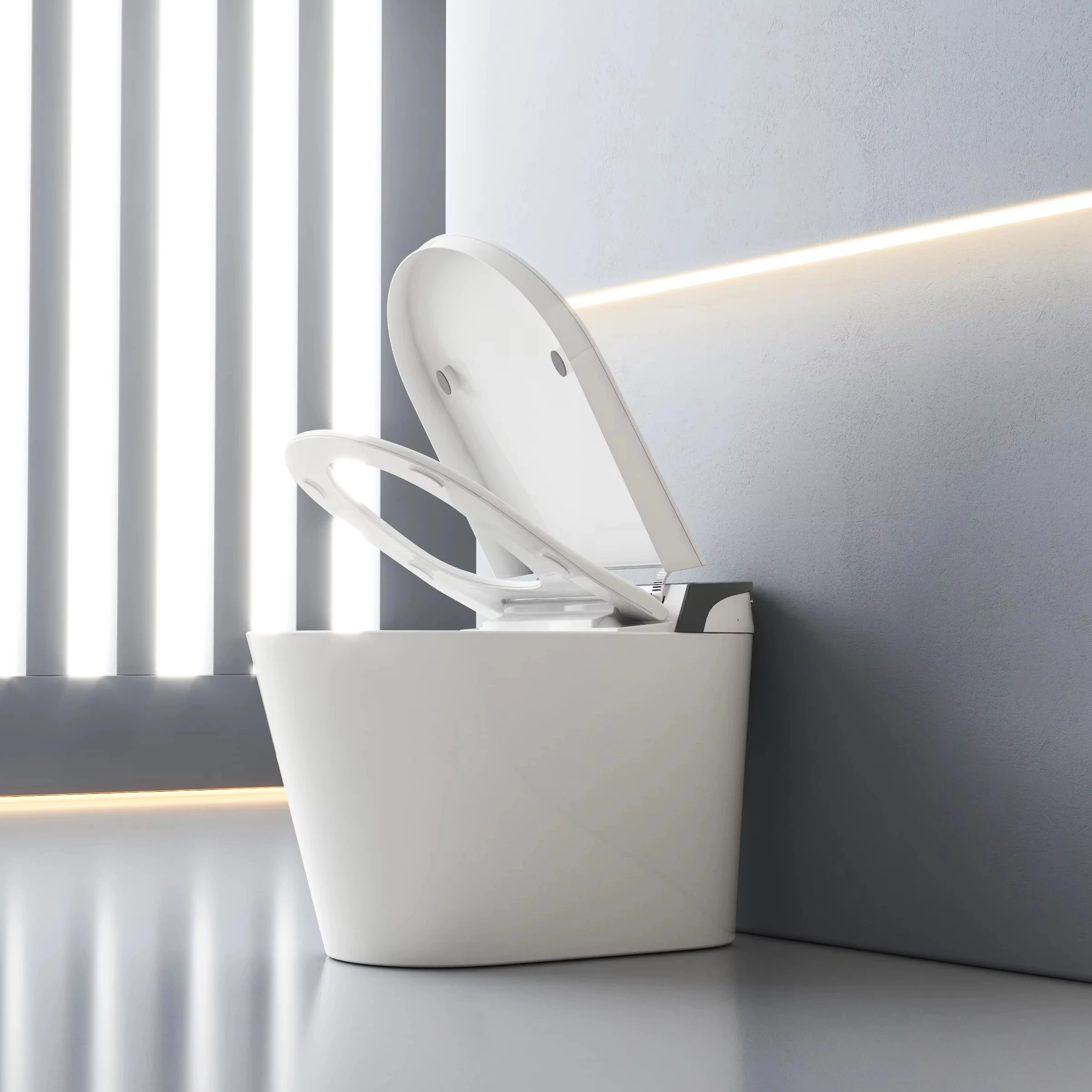 ADA Double U shape Automatic Flushing Modern and Simple Floor Mounted Ceramics Sanitary Siphon Flushing