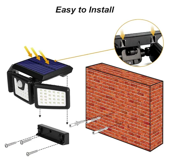 LED Solar Outdoor Lights with 270 degree Lighting Weather Resistant and IP65 Waterproof