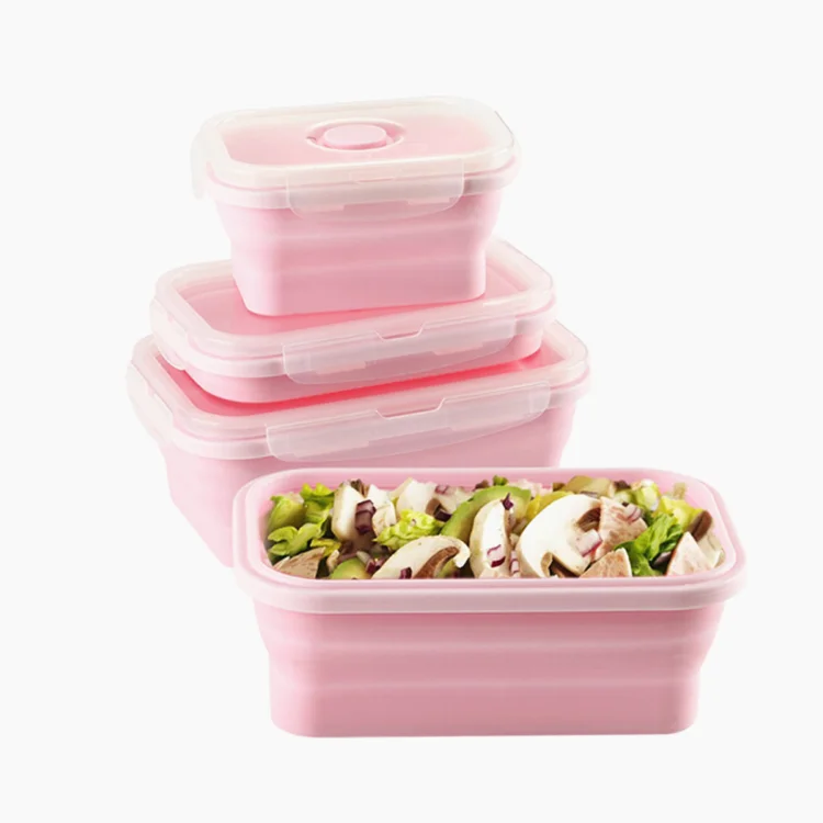 
2020 Популярные Ланч-боксы для свежих фруктов, силиконовый пищевой контейнер Bento, складной Ланч-бокс, миска для хранения еды 