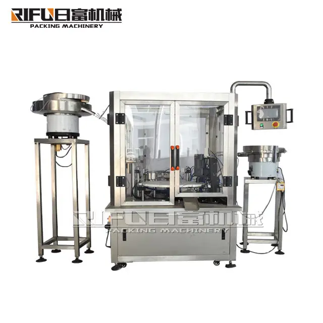 Automatic Pet Plastic Glass Small Bottle Cosmetic Cream Lotion Perfume Essential Oil Rotary Filling Plugging Capping Machine