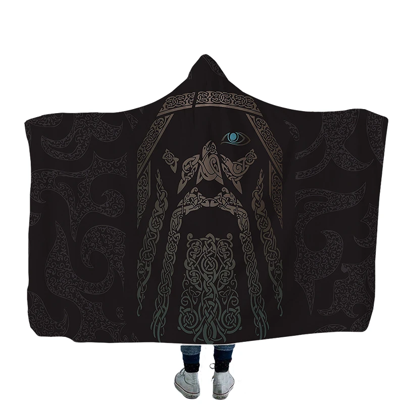 New Religion Colorful Custom Print Design Sublimation Wearable Fleece Sherpa Cloak Hooded Blankets for Winter