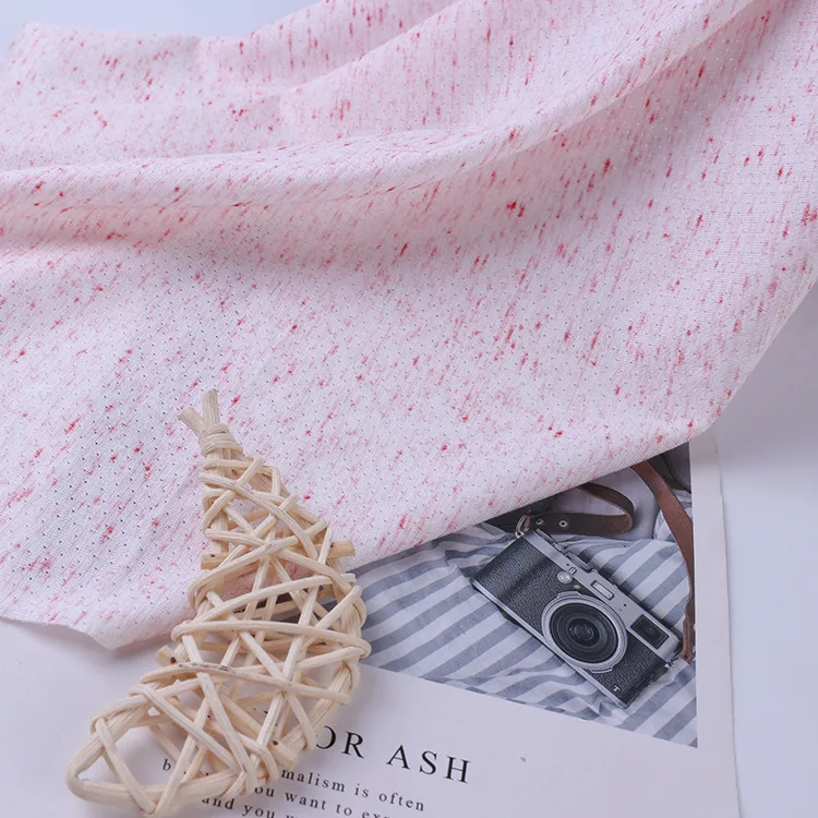 Elastic Lycra Fabric 53%Polyester 33%Rayon 8%Cotton 6%Spandex Breathable Polyester Lycra Weft Knitting Mesh Fabric for Gym Wear