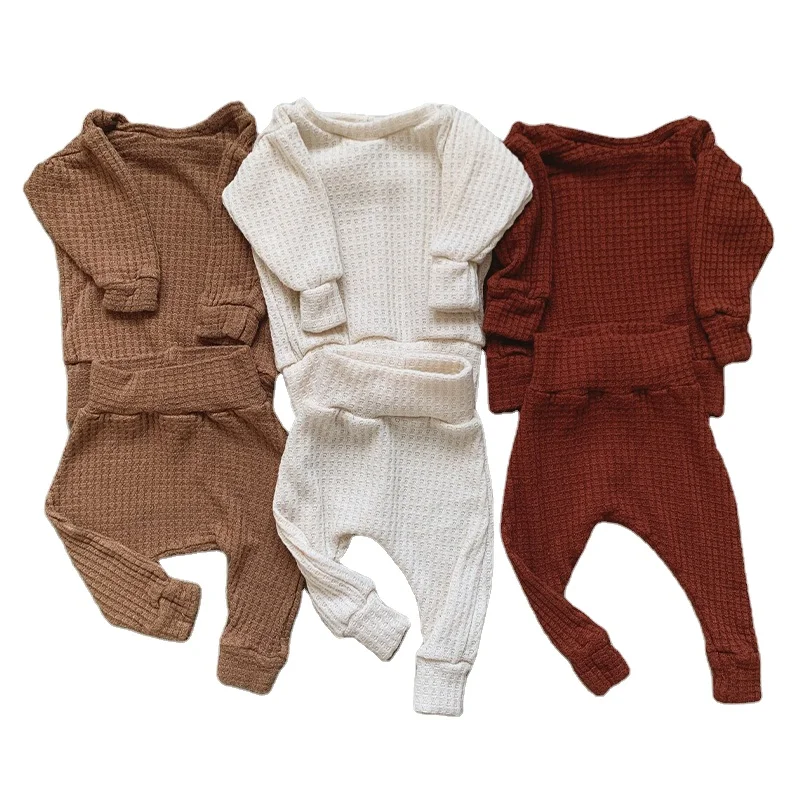 organic cotton baby pajamas customize waffle knit lounge set infant sleepwear baby clothes night wears for babies pyjamas
