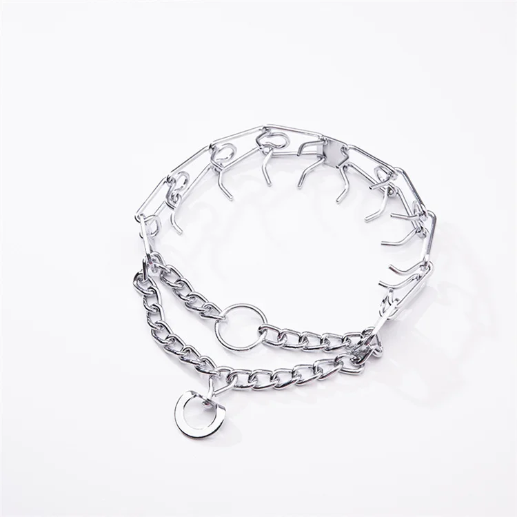 Wholesale Metal Chrome Plated Dog Prong Collar High Quality Puppy Martingale Collar Choke Chain Training Collar for Dog