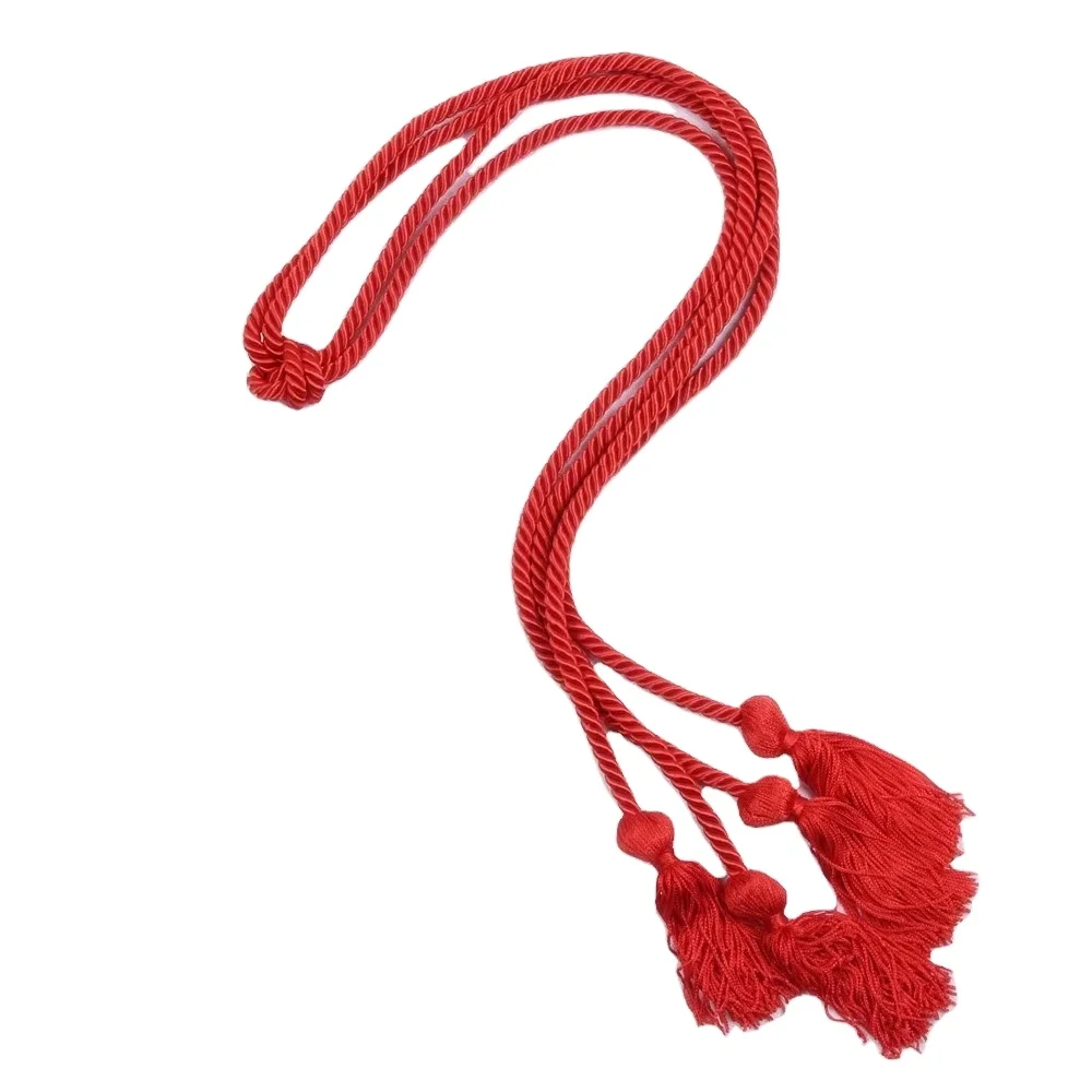 Hot Sales Red Double Honor Cords rayon Graduation Honor Cords charm and tassel