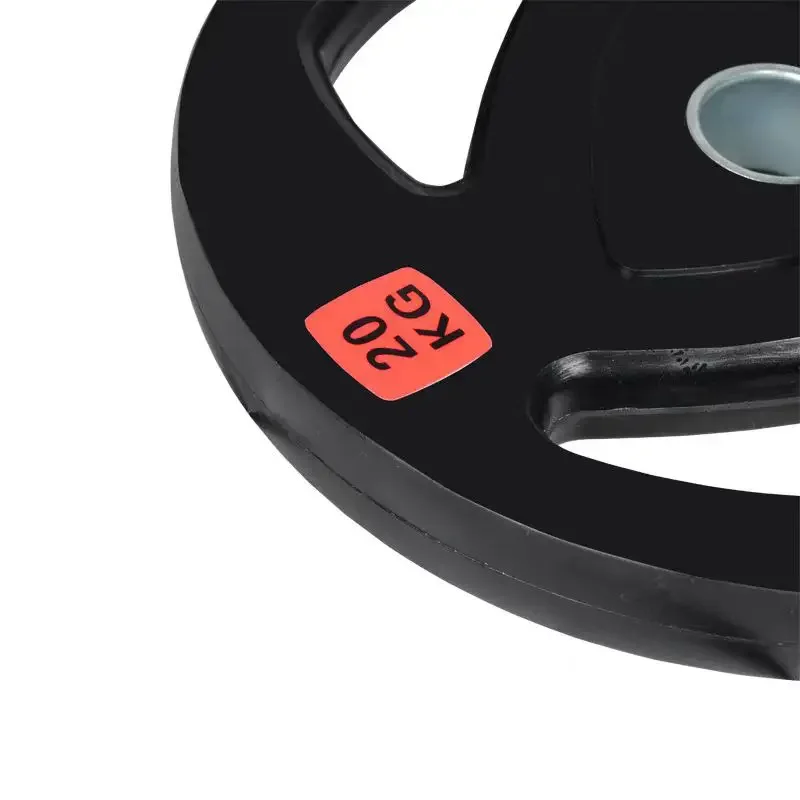 Custom Logo 5kg 10kg 15kg 20kg 25kg Weight Plates Rubber Coated Barbell Plate Discs Cast Iron Three Grip Weight Plate