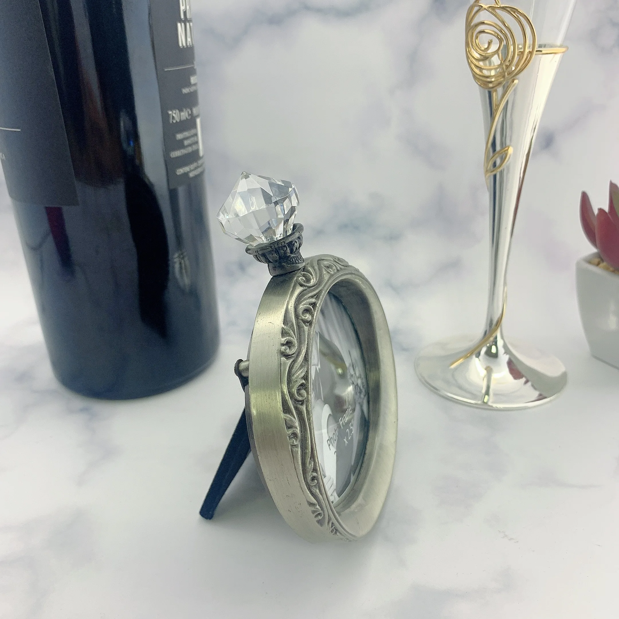 Custom Zinc Alloy Photo Frame Antique Silver Diamond Metal Picture Frame Wedding Photo Frames