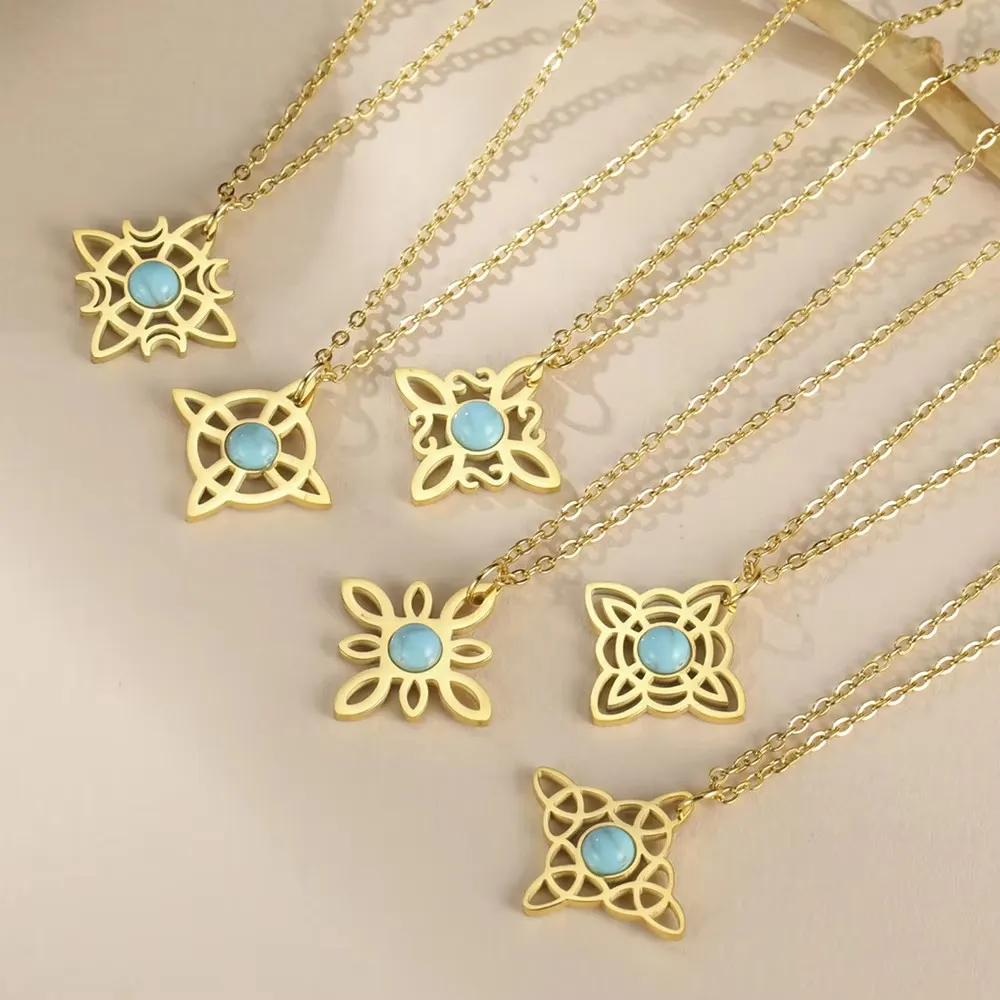 Classic Witch Knot Necklace for Women Irish Celtic Knot Trinity Good Luck Charm Wiccan Symbol Stainless Steel Jewelry