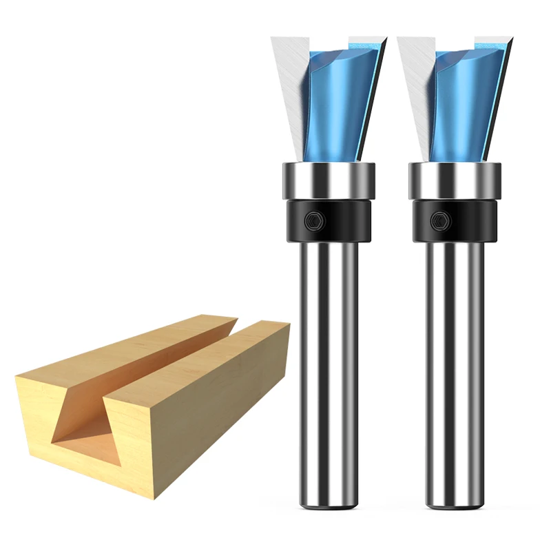 HUHAO Woodworking Engraving bit Dovetail chamfer Slotting Tenoning joinery Milling Cutter Dovetail Router Bits