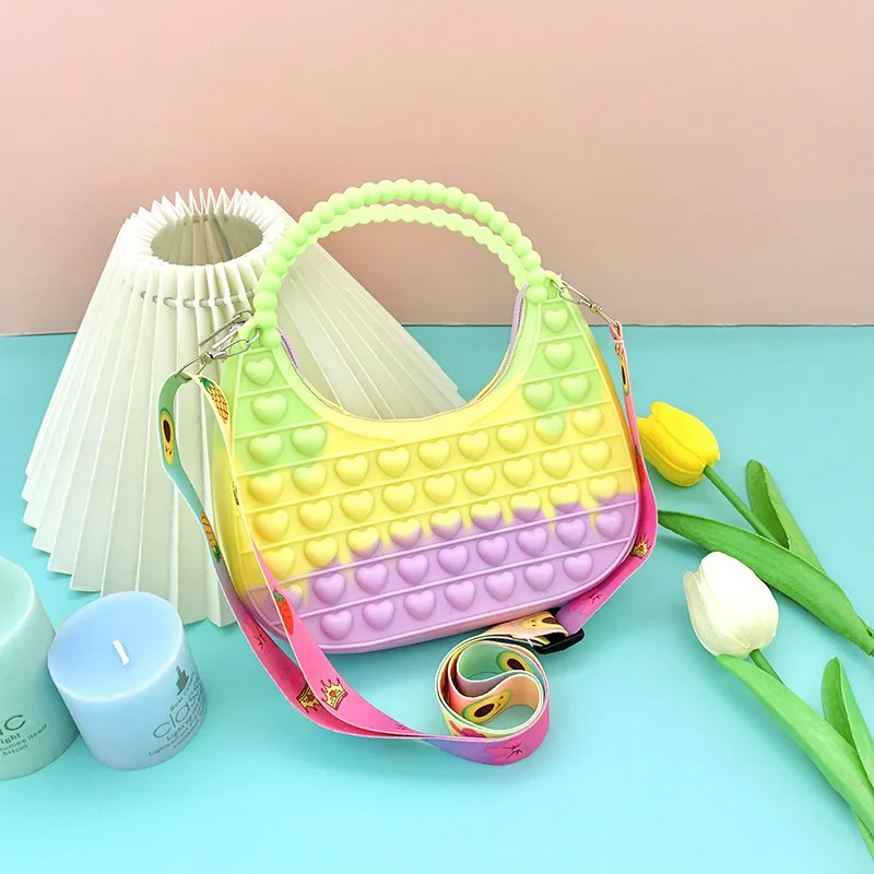 women organize main big silicon tote sensory pocketbook new mini sac hand handbag bolsa push bubble pop fidget toy bag