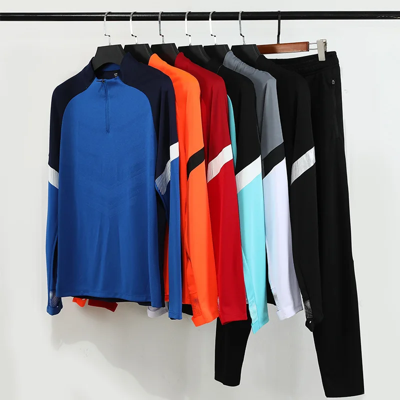 Wholesale factory price football team sports wear premium fabric long sleeve soccer jersey low moq zipper soccer jersey