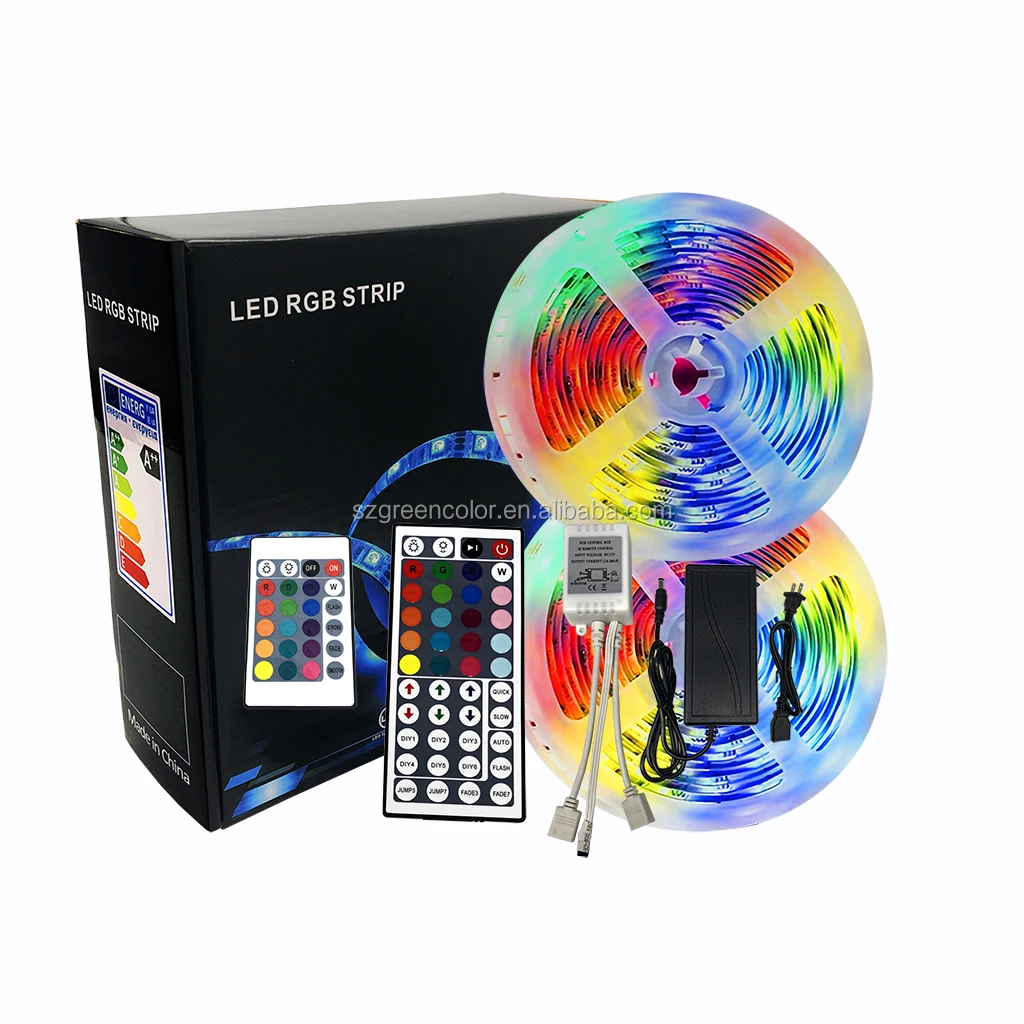 DC12V 5050 SMD RGB LED Strip 5m 150 LEDS 24 or 44 Key IR Remote Controller Color Changing PI65 Waterproof Led Strip Lights Kit