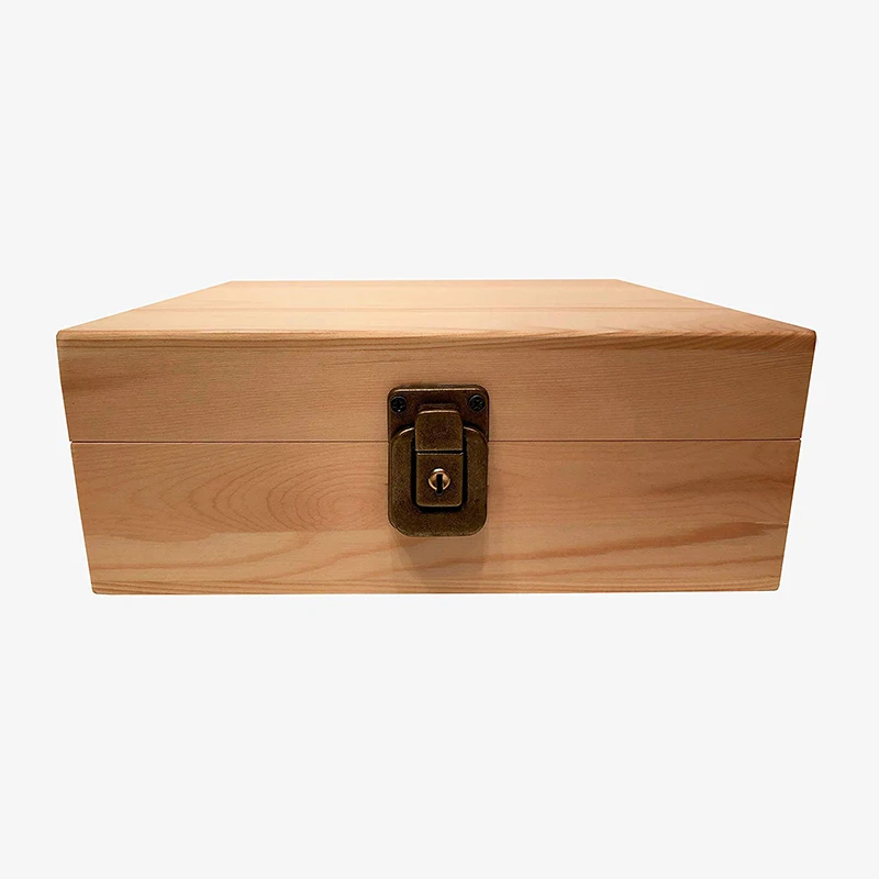 Hot sale Customized unfinished small wooden box with divider and lock