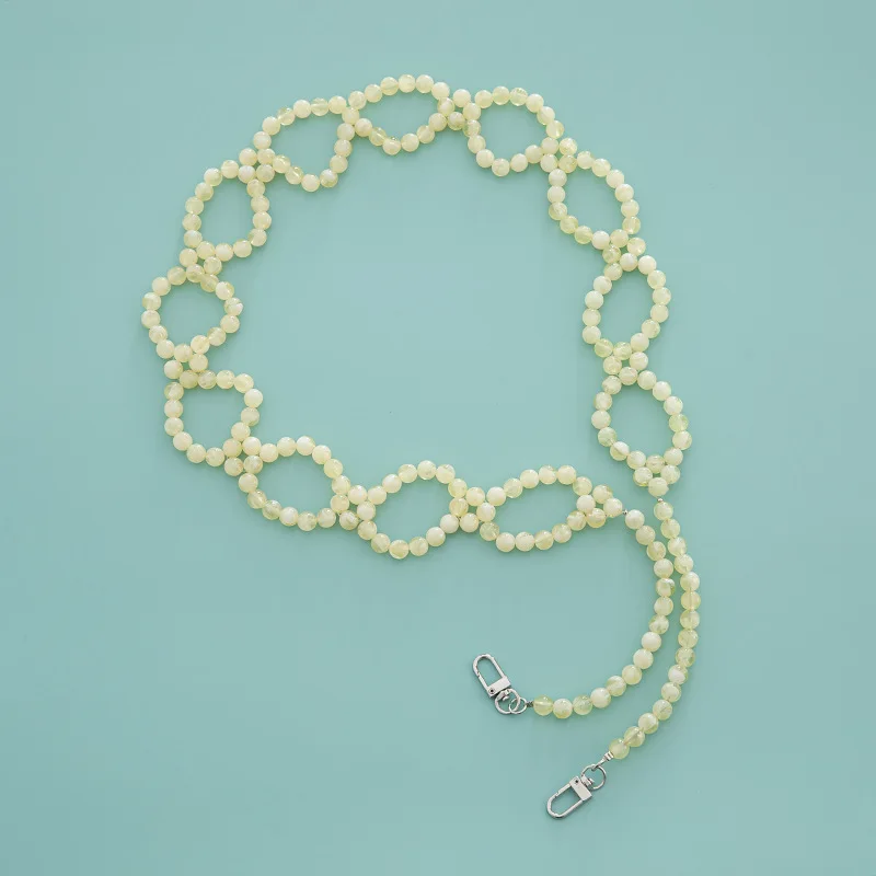 REWIN Trendy 10mm Cream Woven Beads Purse Handle Acrylic Cross Body Handbag Chain for Bags Replacement