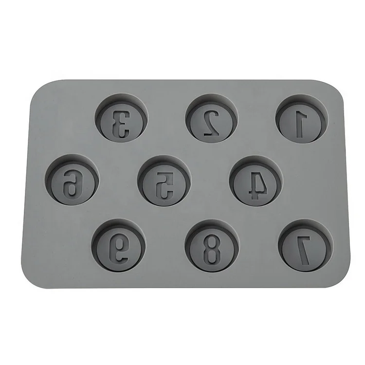 9 Cativies Number Tray Mould Silicone Chocochips Chocolate Wafer Candy Mould